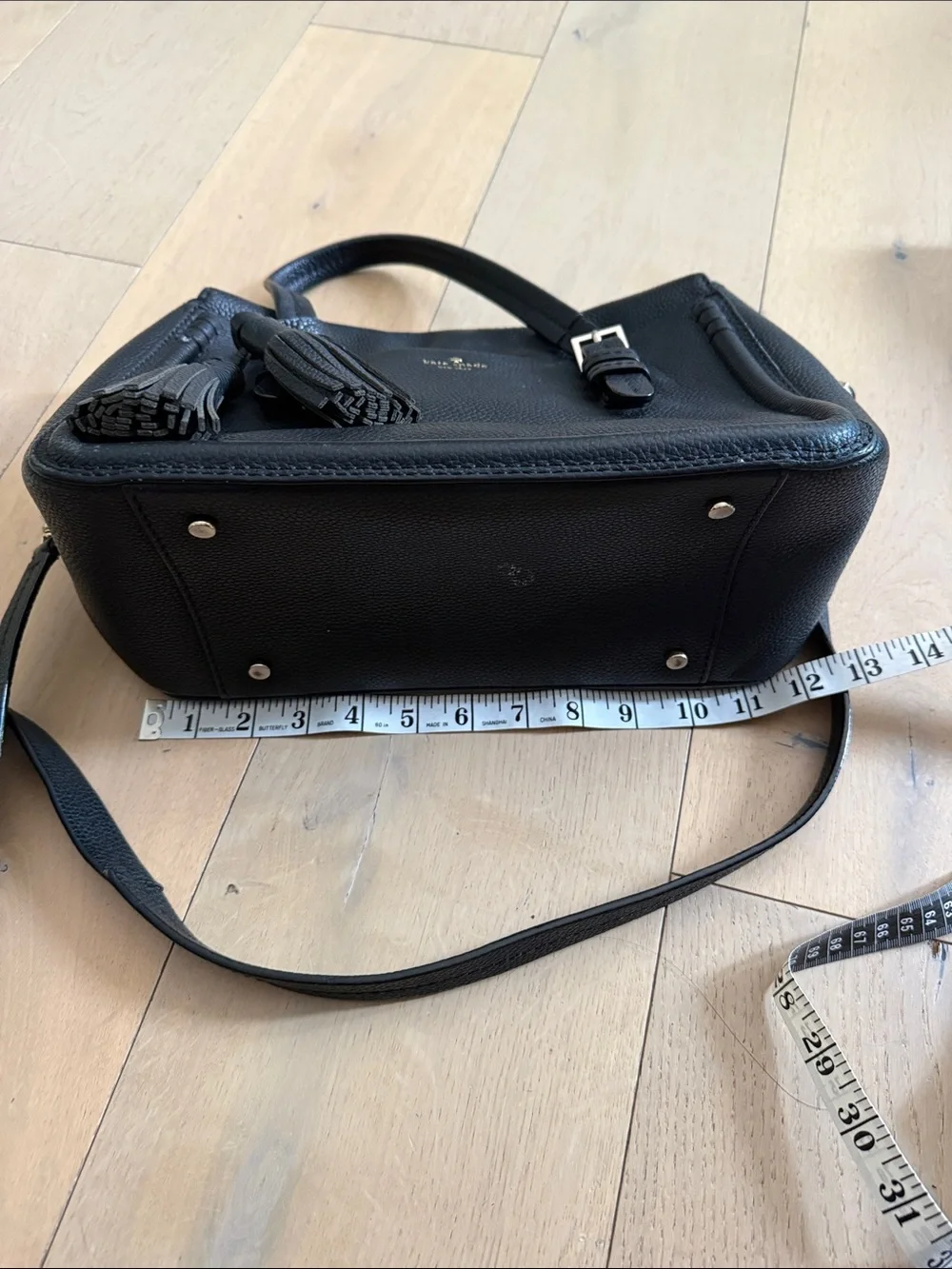 kate spade Black Pebbled Leather Satchel with Tassel